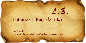 Lehoczki Boglárka névjegykártya